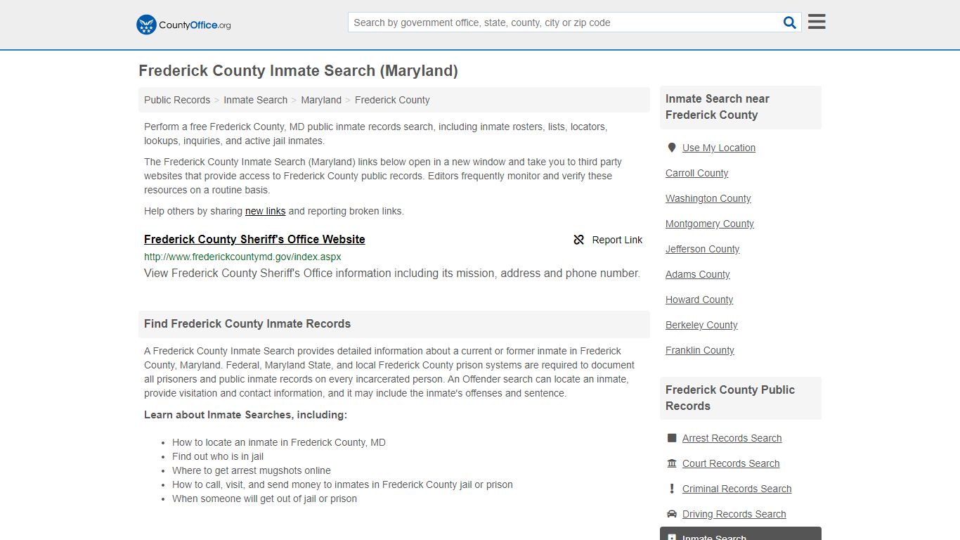 Inmate Search - Frederick County, MD (Inmate Rosters ...