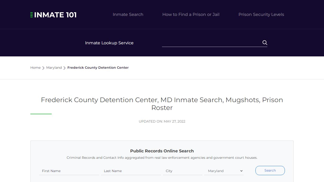 Frederick County Detention Center, MD Inmate Search ...